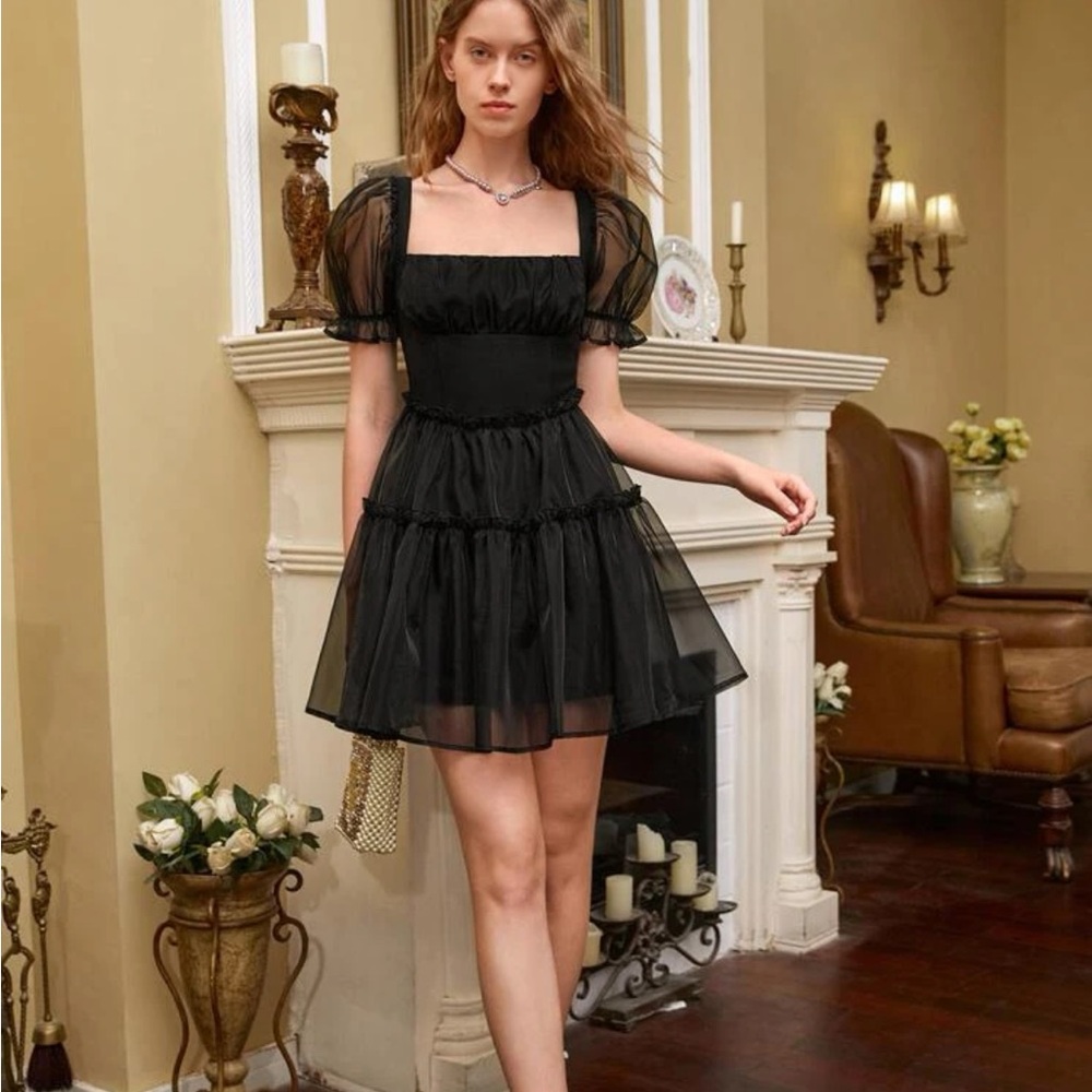 Ruffle Black Dress